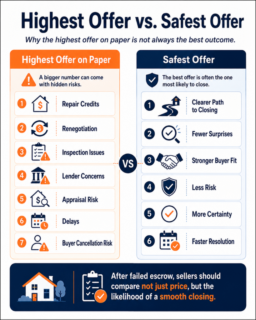 Graphic Comparing Highest Offer Versus Safer Backup Cash Offer After Failed Escrow